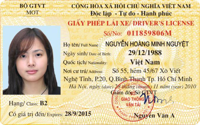 Bằng xe ô tô các loại