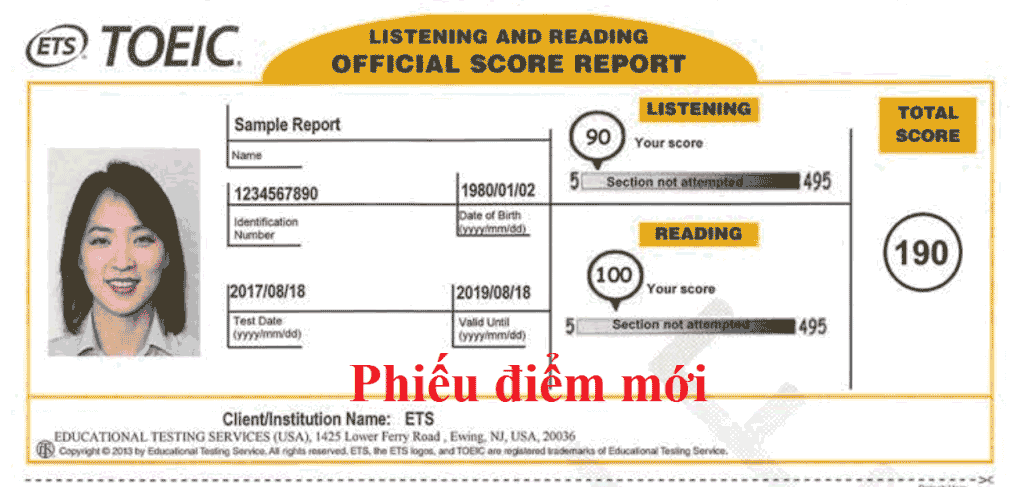 In chứng chỉ TOEIC mẫu mới tại Lamgaiytonhanh