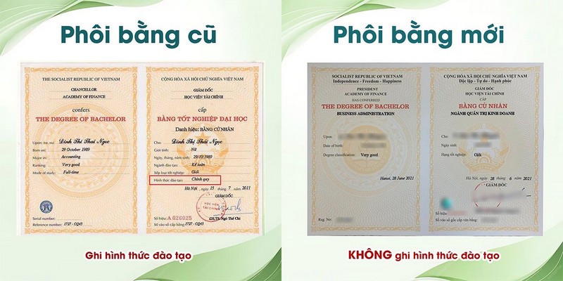 Mẫu bằng mới sẽ không ghi hình thức đào tạo