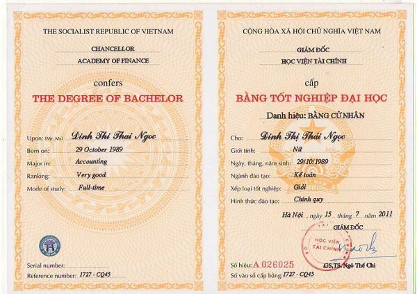 Các loại bằng Đại học có thể in ấn tại Lamgiaytonhanh