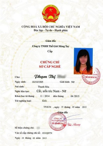 Chứng chỉ sơ cấp nghề thuộc quản lý của hệ thống giáo dục Quốc dân
