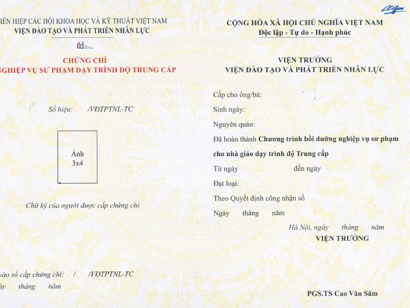 Quy định về mẫu bằng và cách ghi nội dung trên chứng chỉ đào tạo nghề