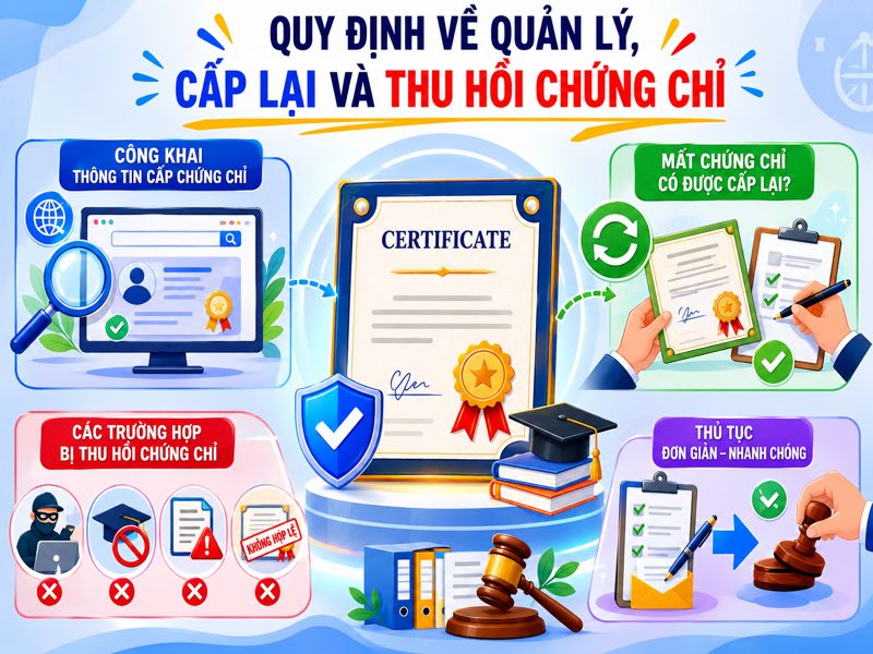 Các quy định sau khi cấp chứng chỉ cũng rất quan trọng, giúp đảm bảo quyền lợi cho người học và sự minh bạch của hệ thống. Lamgiaytonhanh sẽ giải đáp những thắc mắc thường gặp nhất ở phần này.